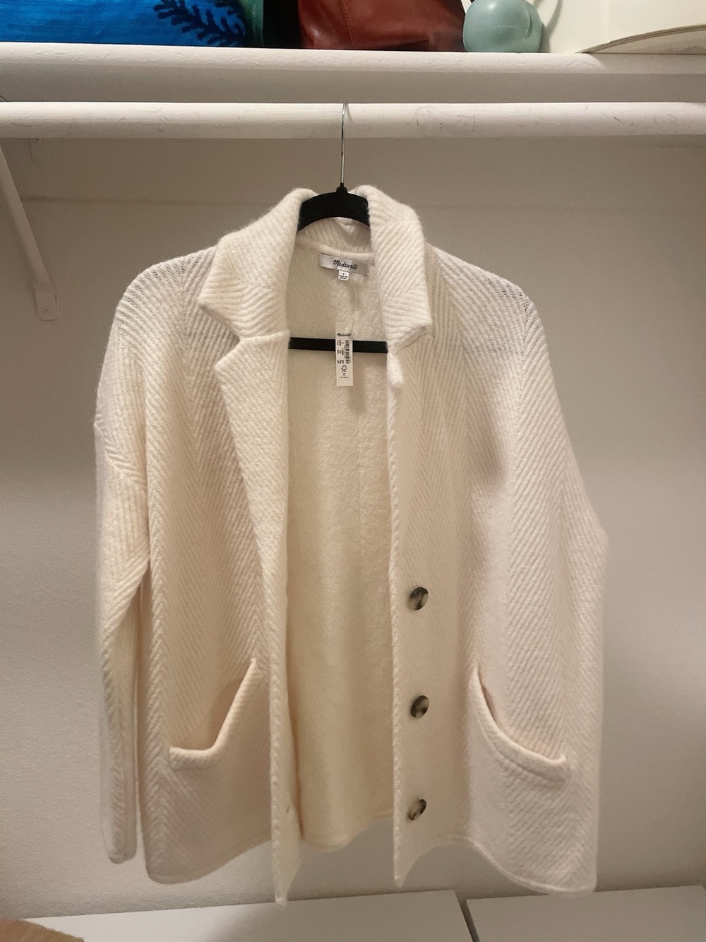 Madewell Cream Button Front Knit Cardigan